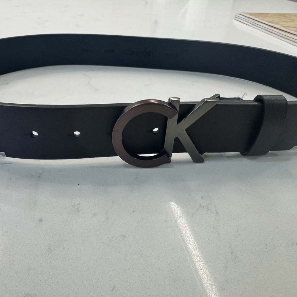 Calvin Klein Black Belt with Silver Buckle